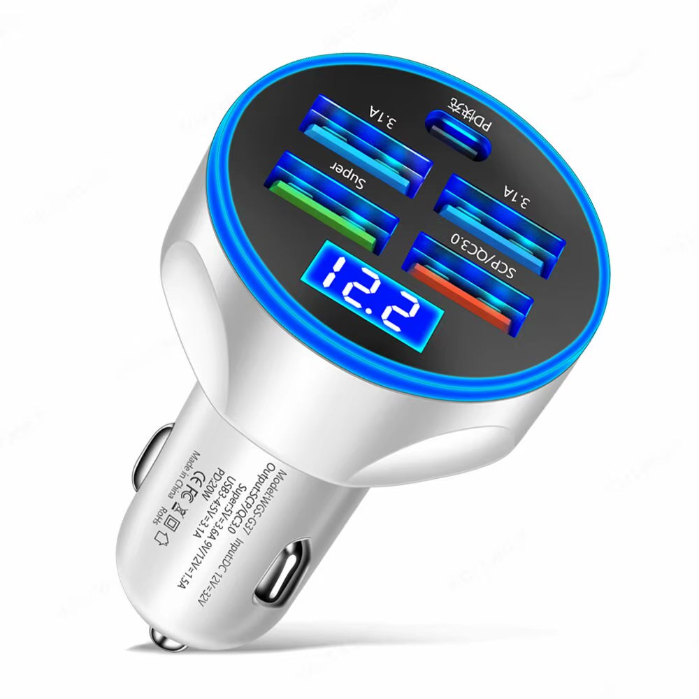 250W 4USB PD Car Charger – Super Fast Type-C Adapter QC 3.0 for iPhone, Samsung, Huawei, Xiaomi & More"