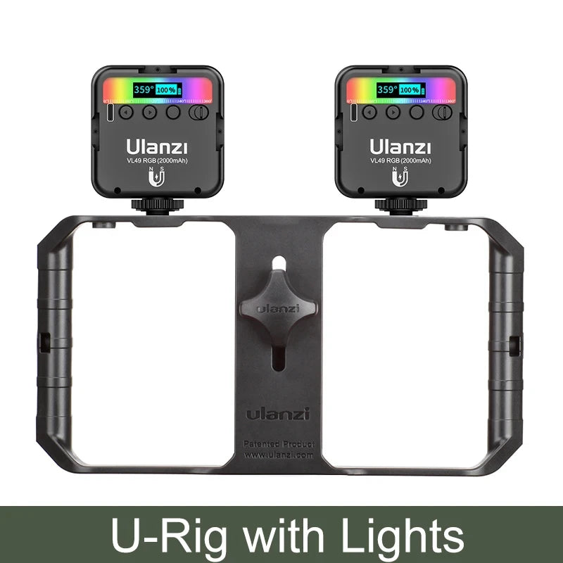 Ulanzi VL49 Full Color RGB LED Video Light 2500K-9000K 800LUX Magnetic Mini Fill 3 Cold Shoe 2000Mah Type-C Camera Light