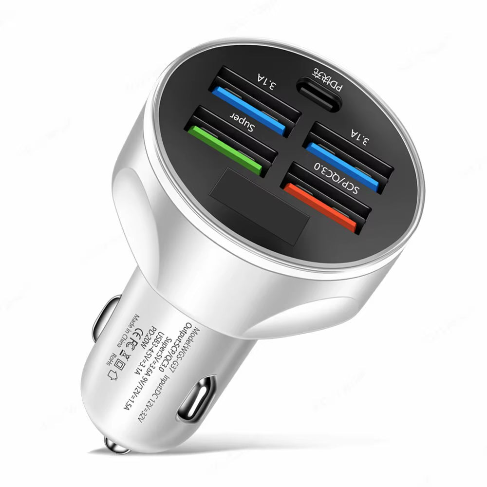 250W 4USB PD Car Charger – Super Fast Type-C Adapter QC 3.0 for iPhone, Samsung, Huawei, Xiaomi & More"