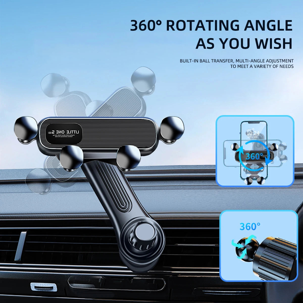 Universal Gravity Car Phone Holder – Air Vent Mount for 4.7-7'' Smartphones, Shockproof GPS Clip Stand"