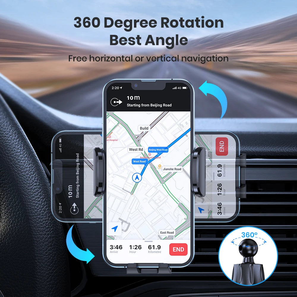 Universal Gravity Car Phone Holder – Air Vent Clip Mount for All Smartphones
