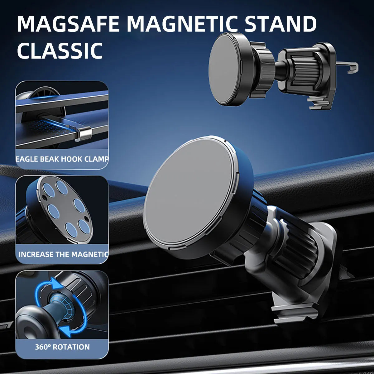 Universal Gravity Car Phone Holder – Air Vent Mount for 4.7-7'' Smartphones, Shockproof GPS Clip Stand"