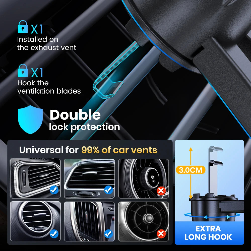 Universal Gravity Car Phone Holder – Air Vent Clip Mount for All Smartphones