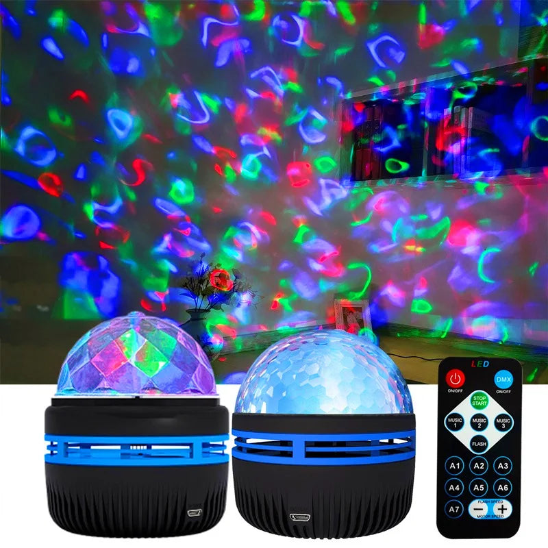 USB Galaxy Projector Aurora 5V Night Light 360° Rotating GB Colorful NightLights with Remote Control for Home Theater Room Deco