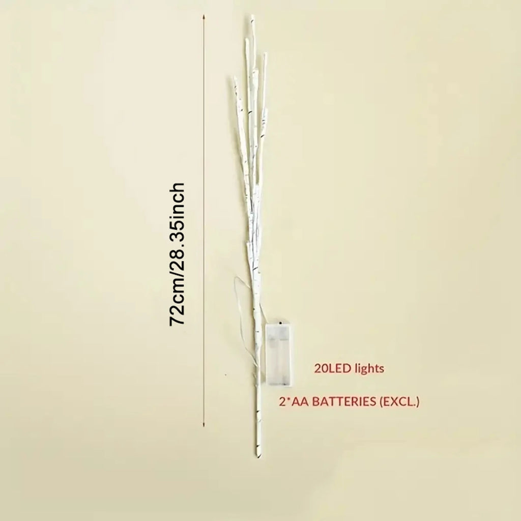 1 PC White Birch Branch Lights Battery Operated 20 LED Fairy Lights Willow Branches for Home Bedroom Inside Outdoor Decoration